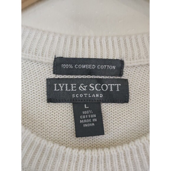 Lyle & Scott Argyle Pullover Sweater Mens Size Large Combed Cotton V Neck Golf - Picture 7 of 9
